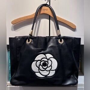 Chanel Camellia Black Leather Tote Bag - PLEASE READ DESCRIPTION/VIEW ALL PHOTOS